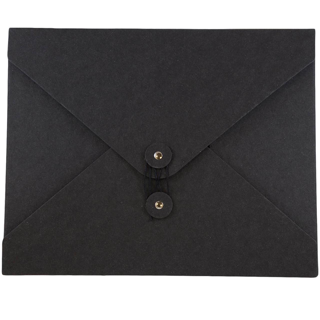 JAM Paper Black 9.5" x 12" Button & String Tie Kraft Portfolio